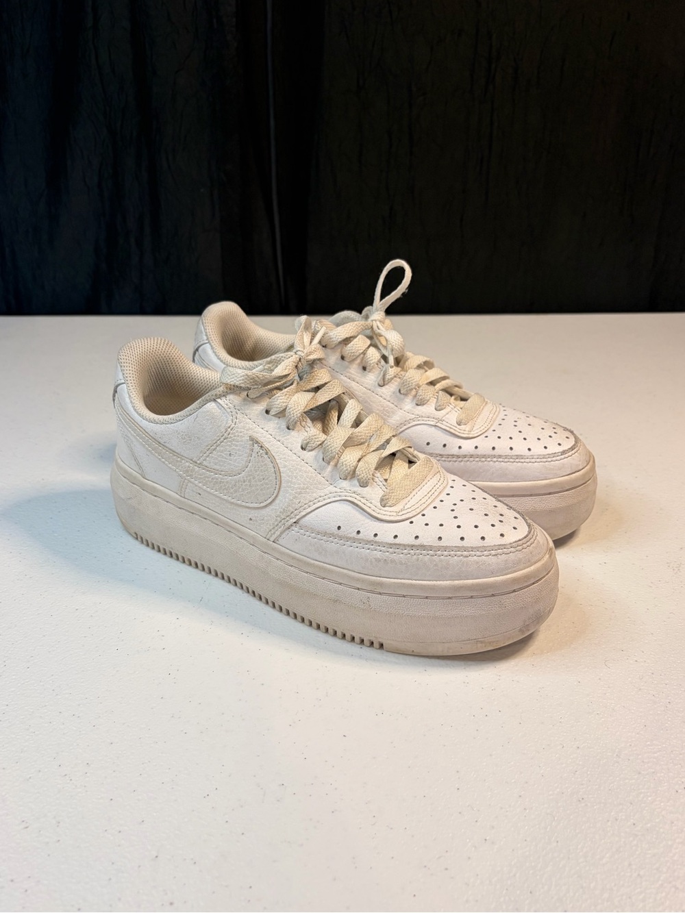 Nike Air Force 1 PLT.AF.ORM Triple White Platform Sneakers Women's Size 8.5